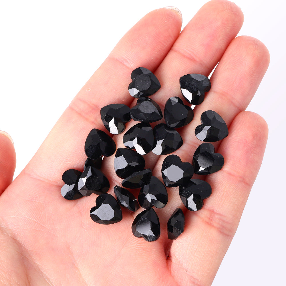 Jet Heart Shape High Quality Glass Pointed Back Fancy Rhinestones Secondary image