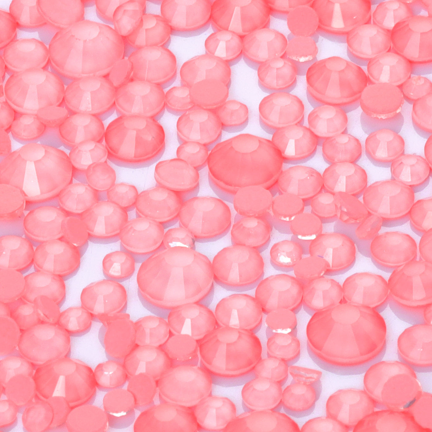 Mixed Sizes Neon Coral Glass Flat Back Rhinestones For Nail Art WholesaleRhinestone