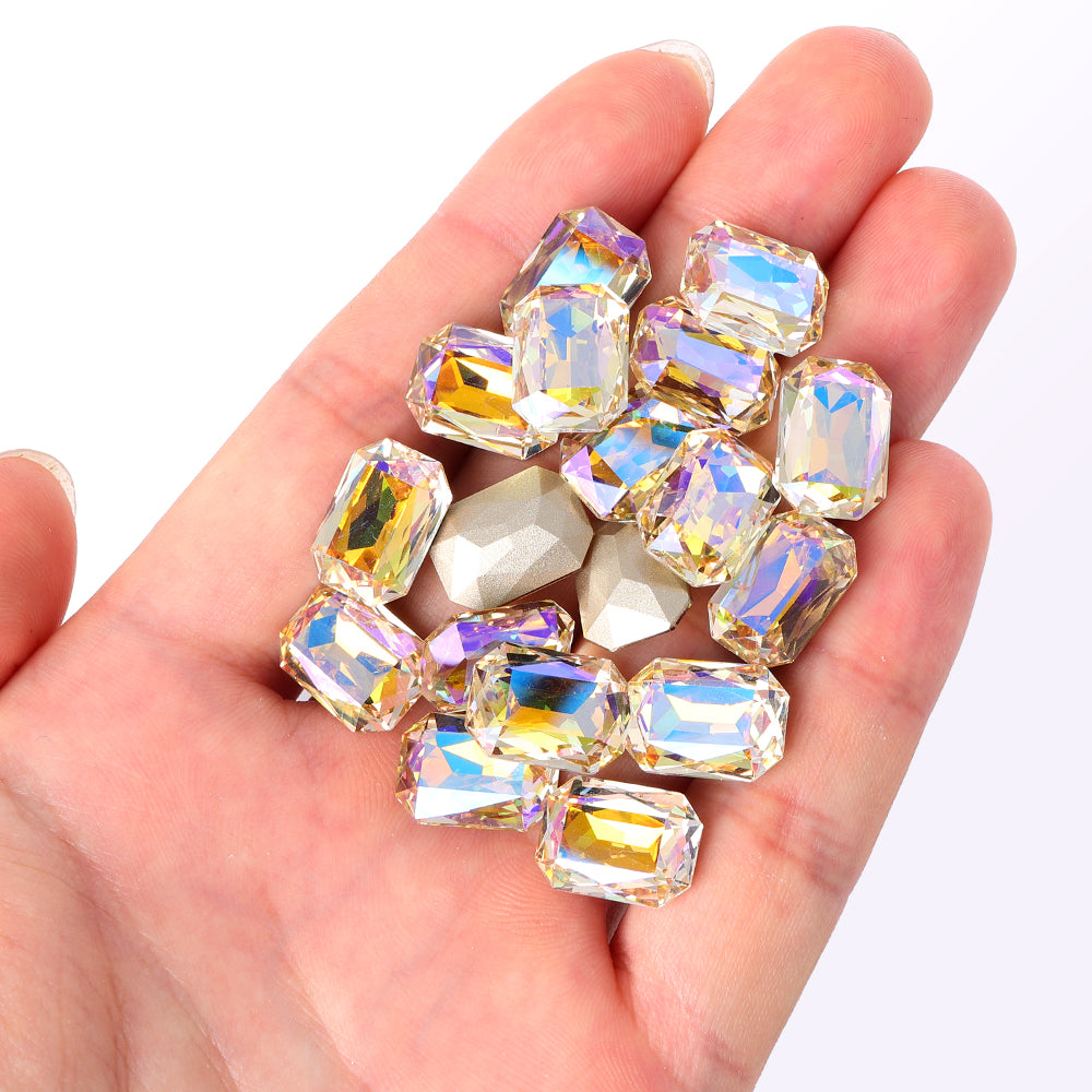 Paradise Shine Thin Octagon Shape High Quality Glass Pointed Back Fancy Rhinestones WholesaleRhinestone