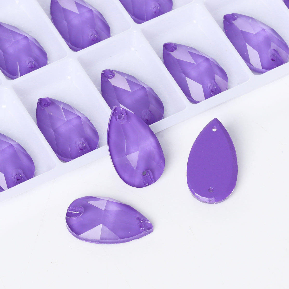 Mocha Violet Drop Shape High Quality Glass Sew-on Rhinestones