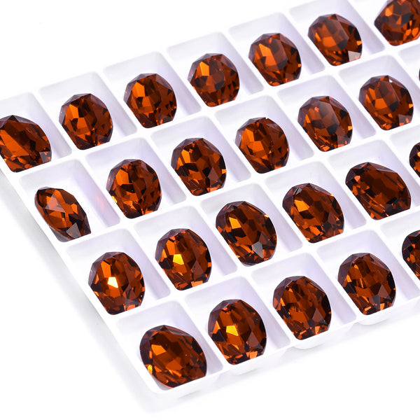 Tangerine Oval Shape High Quality Glass Pointed Back Fancy Rhinestones WholesaleRhinestone