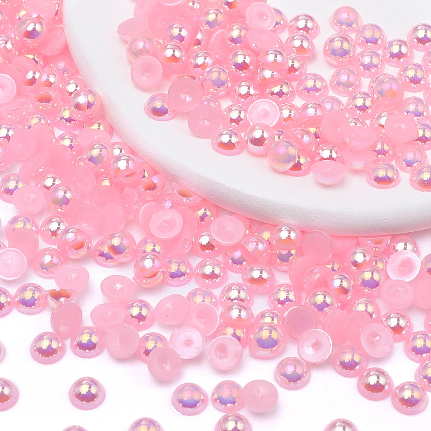 Light Pink AB Resin Flat Back Pearls Multi Sizes WholesaleRhinestone Immagine principale del prodotto