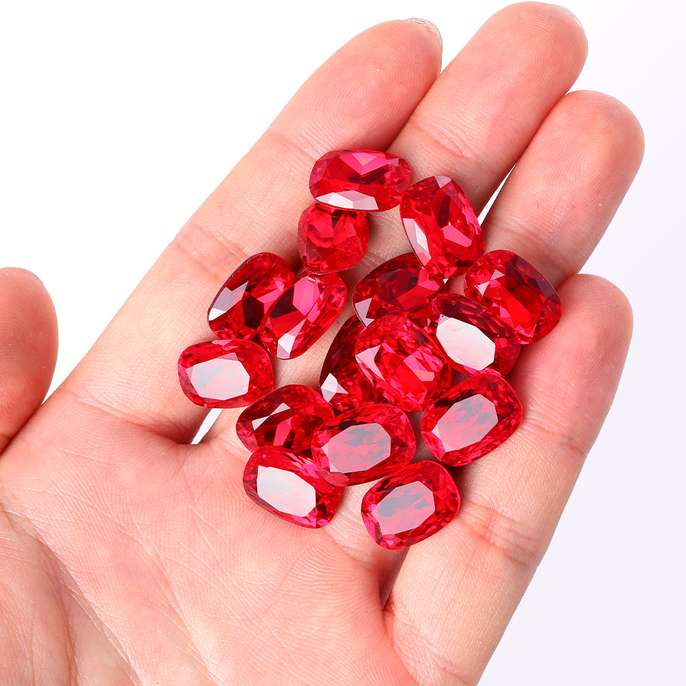 Light Siam Cushion Shape High Quality Glass Pointed Back Fancy Rhinestones Secondary image