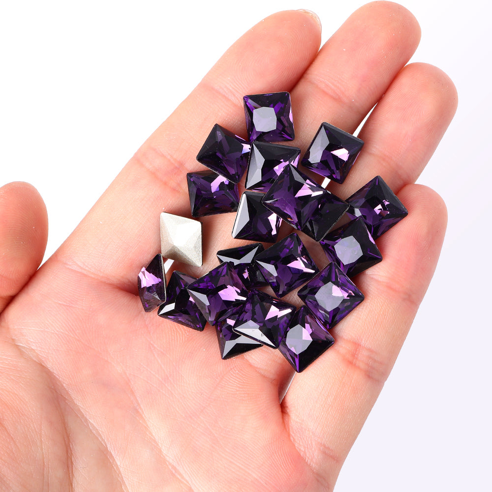 Amethyst Princess Square Shape High Quality Glass Pointed Back Fancy Rhinestones Secondary image