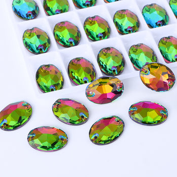 Vitrail Medium Oval Shape High Quality Glass Sew-on Rhinestones WholesaleRhinestone