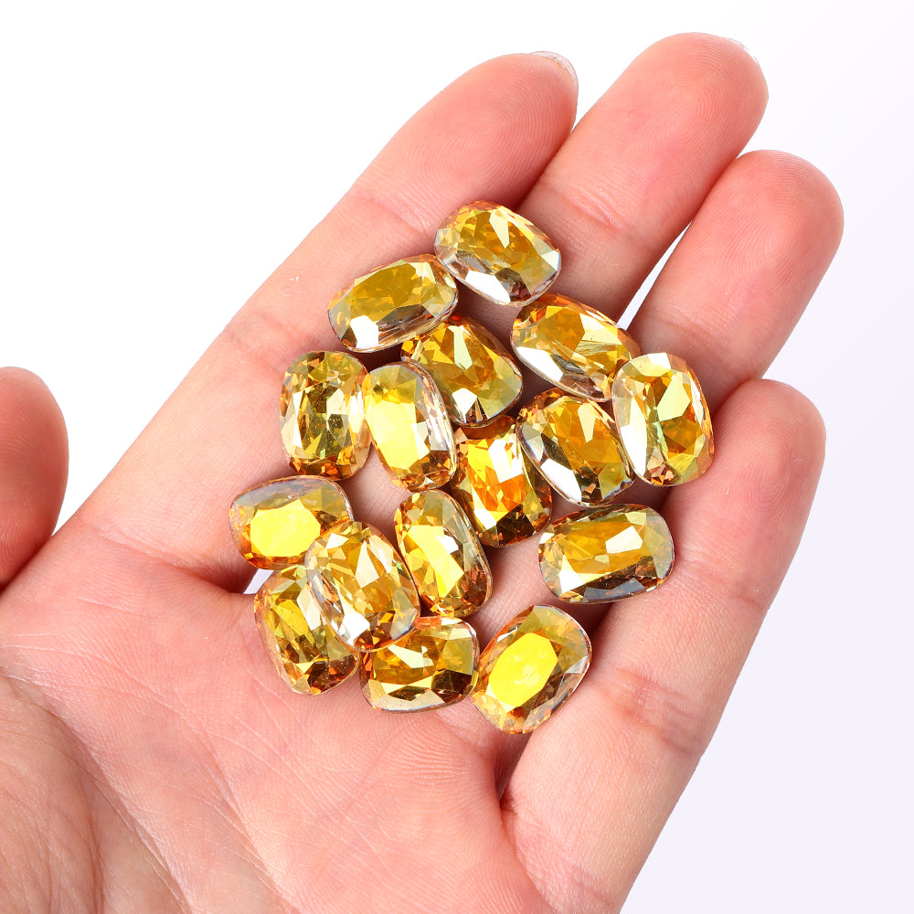 Metallic Sunshine Cushion Shape High Quality Glass Pointed Back Fancy Rhinestones Второстепенное изображение товара