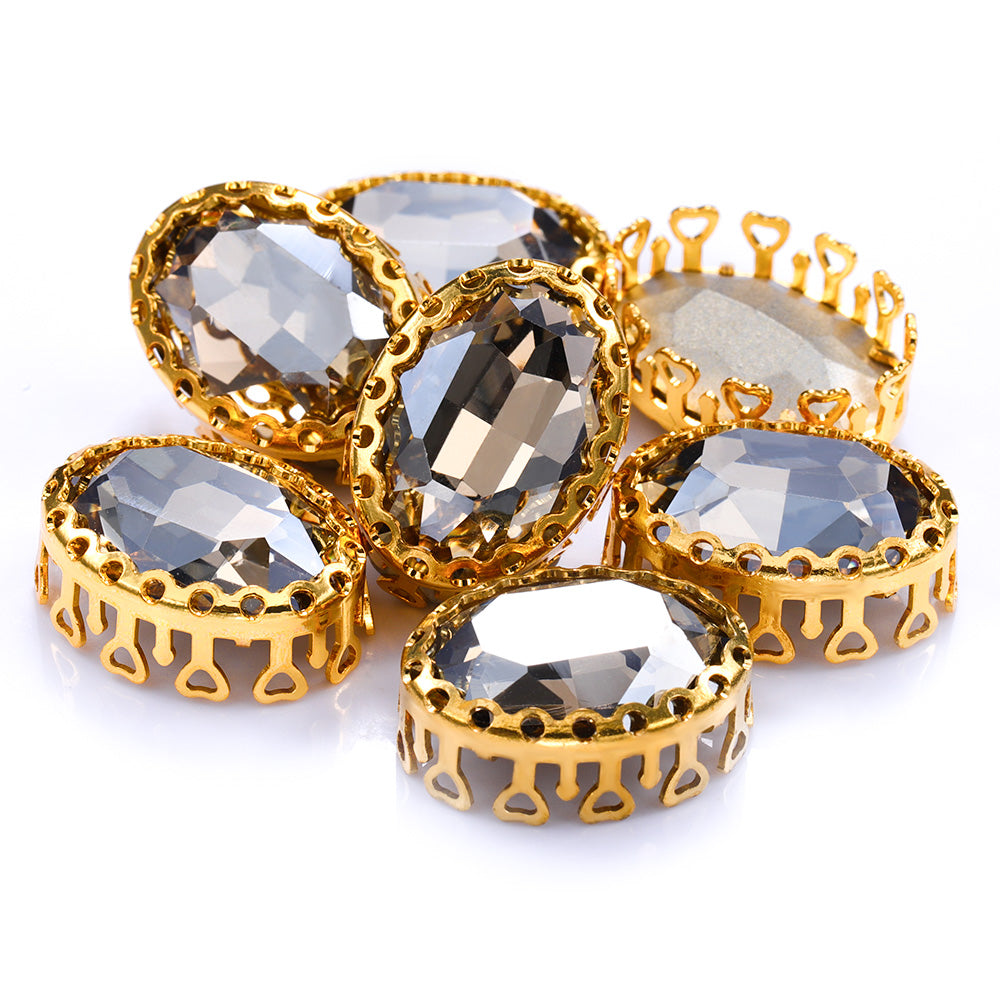 Satin Oval Shape High-Quality Glass Sew-on Nest Hollow Claw Rhinestones WholesaleRhinestone Image principale du produit