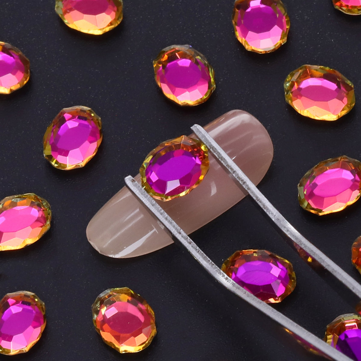 Purple Volcano Magic Mirror Shape Pointed Back Fancy Rhinestones For Nail Art