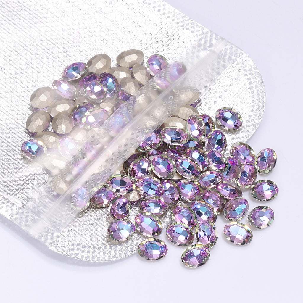 Vitrail Light Oval Shape High Quality Glass Pointed Back Fancy Rhinestones
