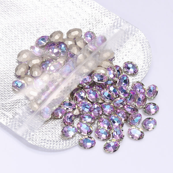 Vitrail Light Oval Shape High Quality Glass Pointed Back Fancy Rhinestones