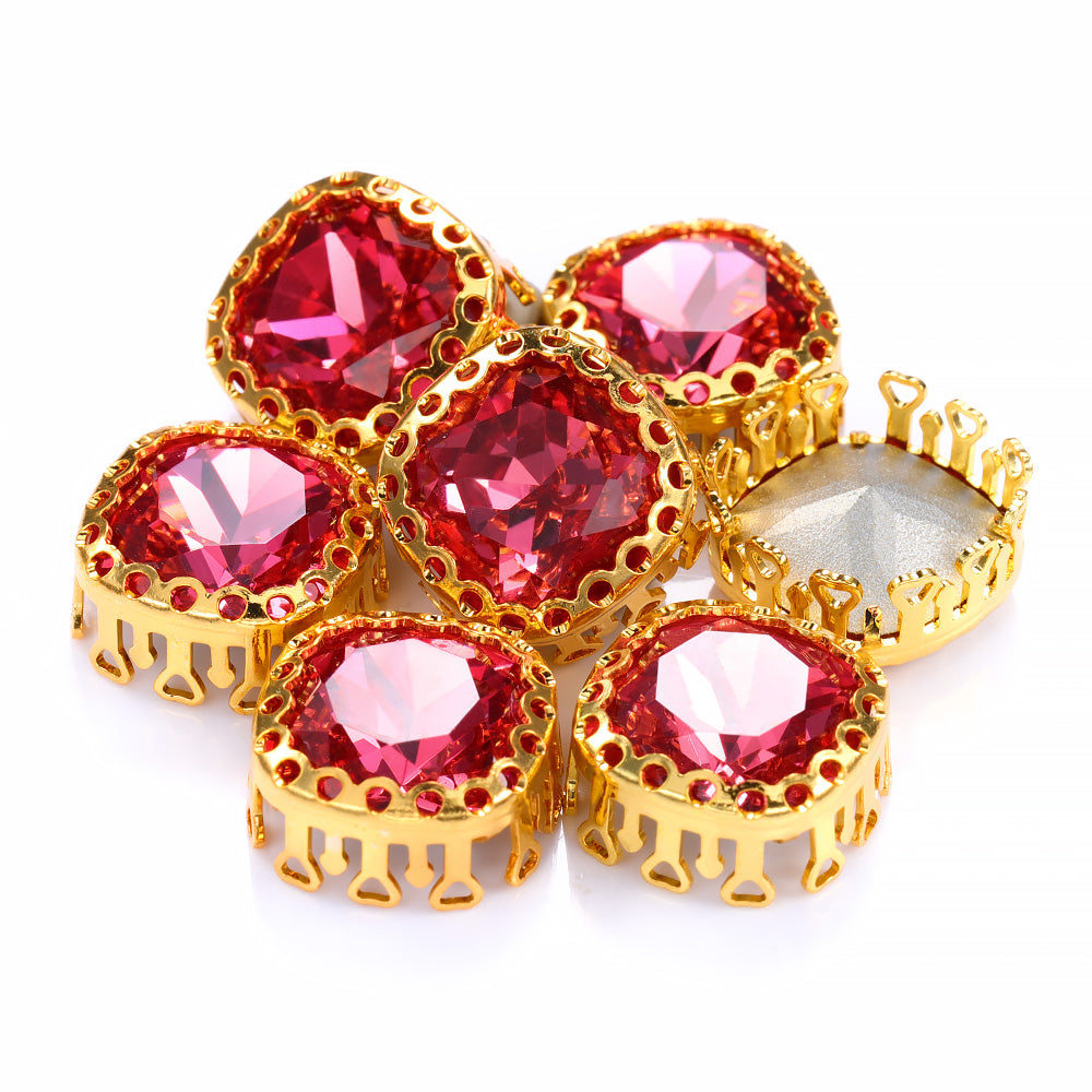 Rose Cushion Square Shape High-Quality Glass Sew-on Nest Hollow Claw Rhinestones WholesaleRhinestone Image principale du produit