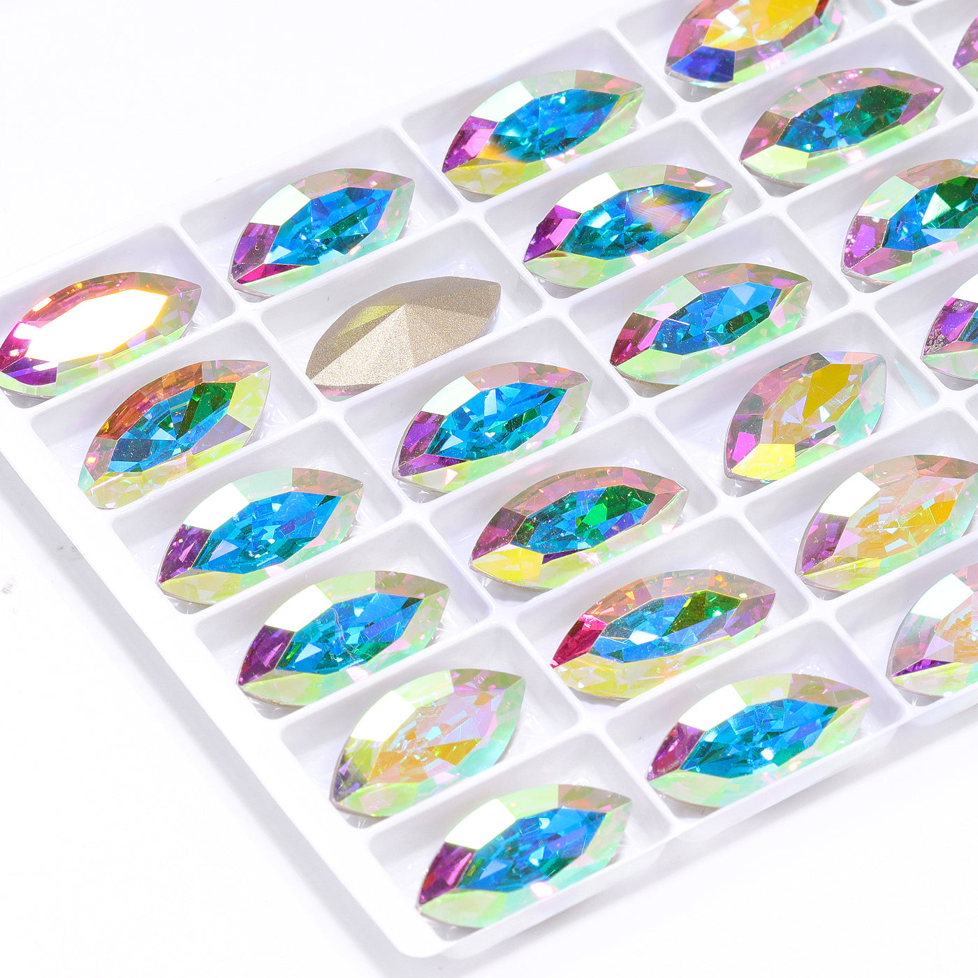 Crystal AB Navette Shape High Quality Glass Pointed Back Fancy Rhinestones Secondary image