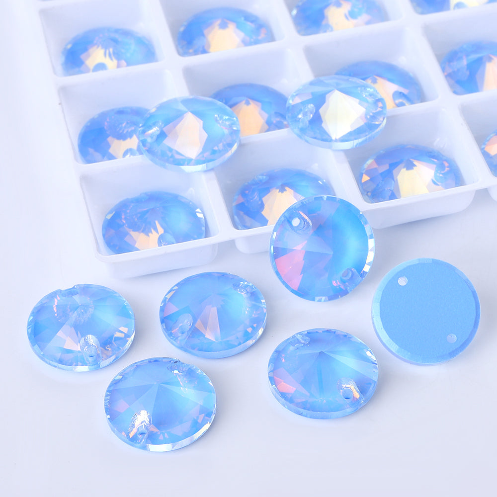 Light Sapphire AM Rivoli  Shape High Quality Glass Sew-on Rhinestones WholesaleRhinestone