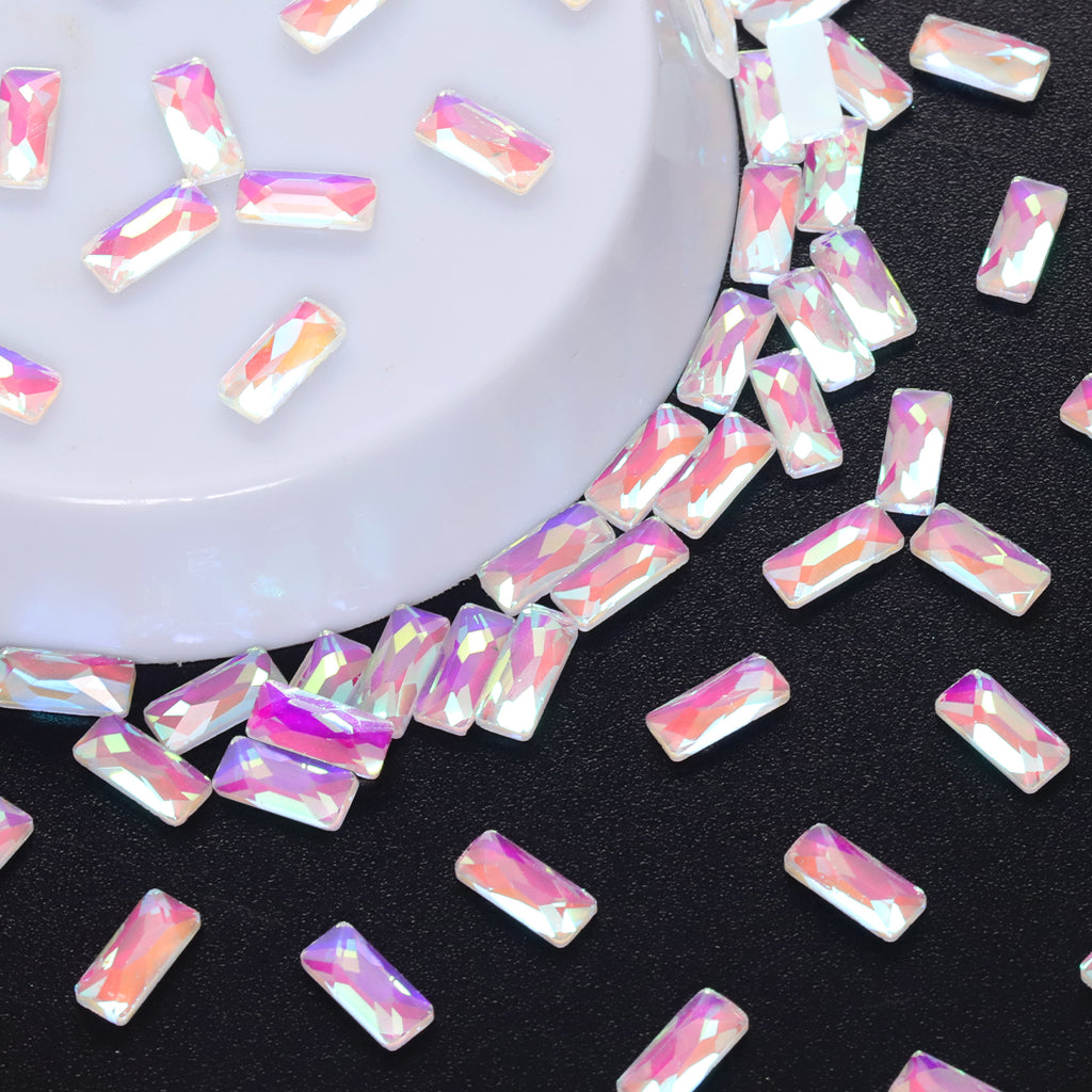 Rectangle Shape Mocha White Flat Back Fancy Rhinestones WholesaleRhinestone
