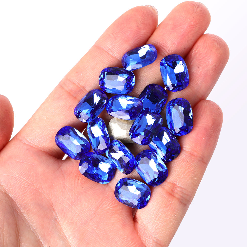 Cuscino a zaffiro leggera forma di alta qualità in vetro di alta qualità strass di fantasia Immagine secondaria del prodotto