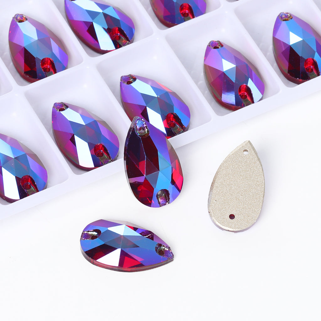 Siam Shimmer Drop Shape High Quality Glass Sew-on Rhinestones WholesaleRhinestone