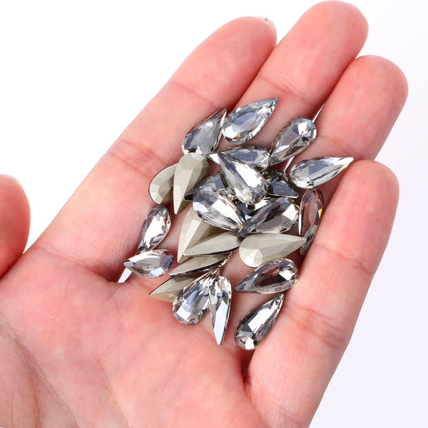 Satin Teardrop Shape High Quality Glass Pointed Back Fancy Rhinestones WholesaleRhinestone