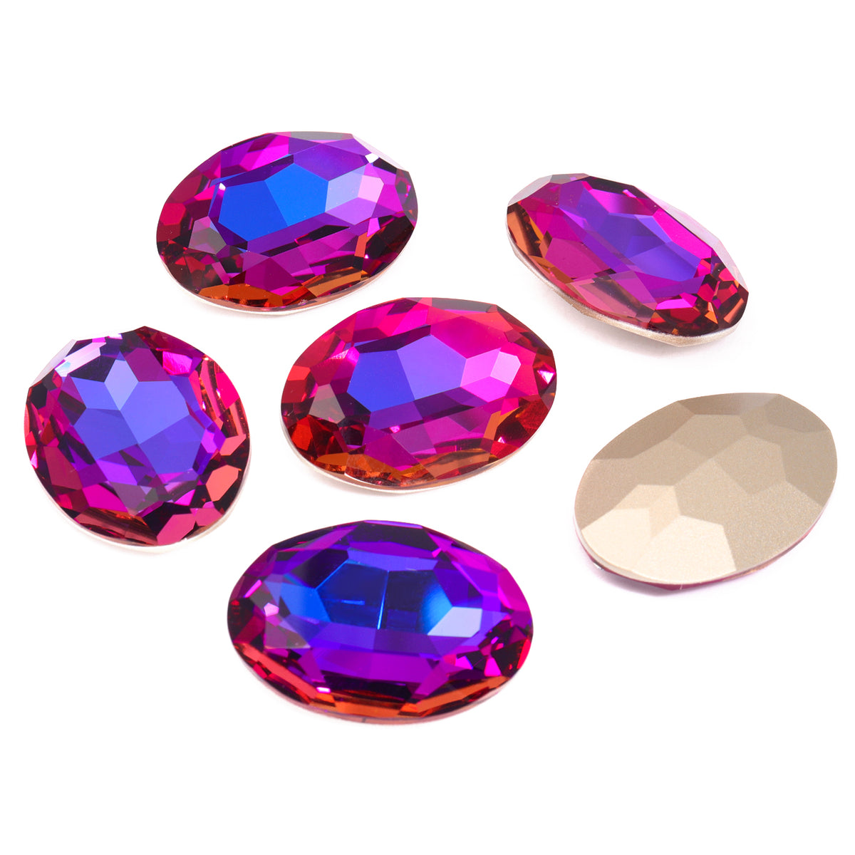 Violet Blue Big Oval Shape High Quality Glass Pointed Back Fancy Rhinestones WholesaleRhinestone
