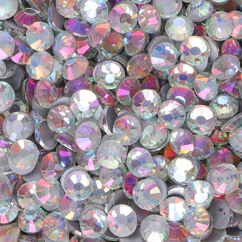 Bluish White Light Glass FlatBack Rhinestones Silver Back