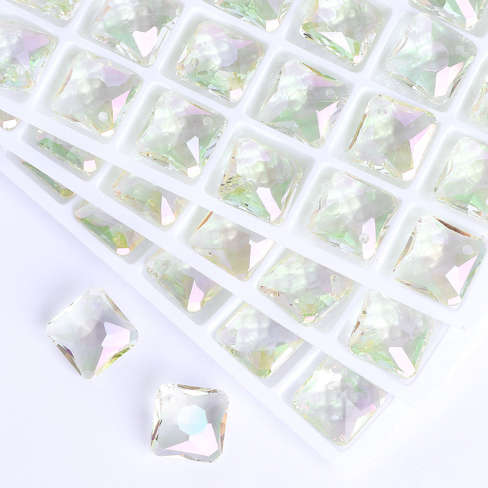 Luminous Green Princess Cut High Quality Glass Rhinestone Pendant WholesaleRhinestone