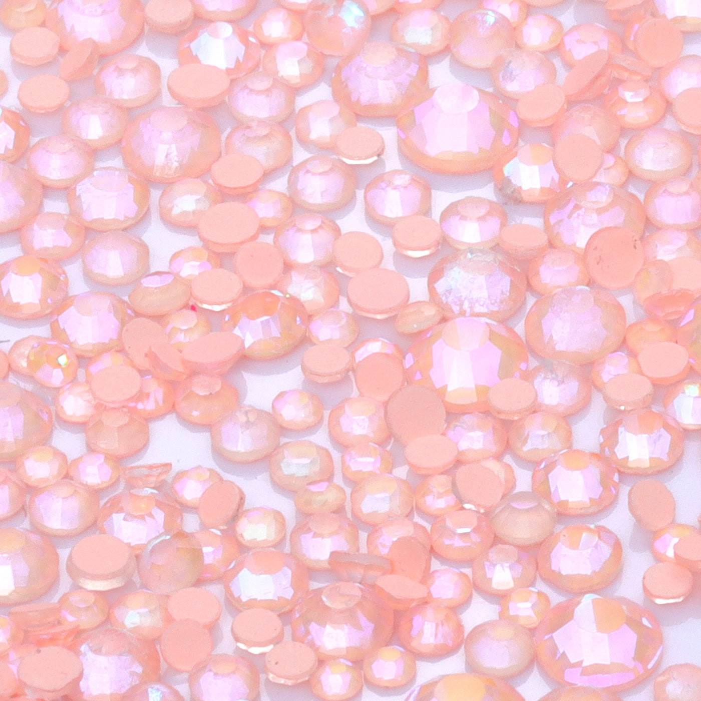 Mixed Sizes Neon Peach Pink AB Glass Flat Back Rhinestones For Nail Art Secondary image