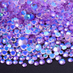 Mixed Sizes Aurora Light Violet Glass Flat Back Rhinestones For Nail Art