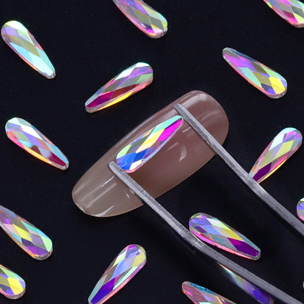 Raindrop Shape Crystal AB Flat Back Fancy Rhinestones