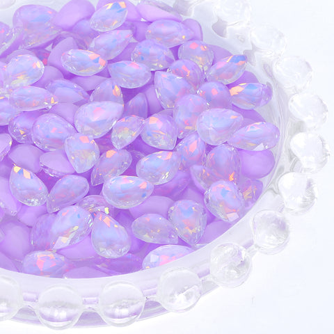 Light Purple AM Drop Shape Glass Pointed Back Fancy Rhinestones