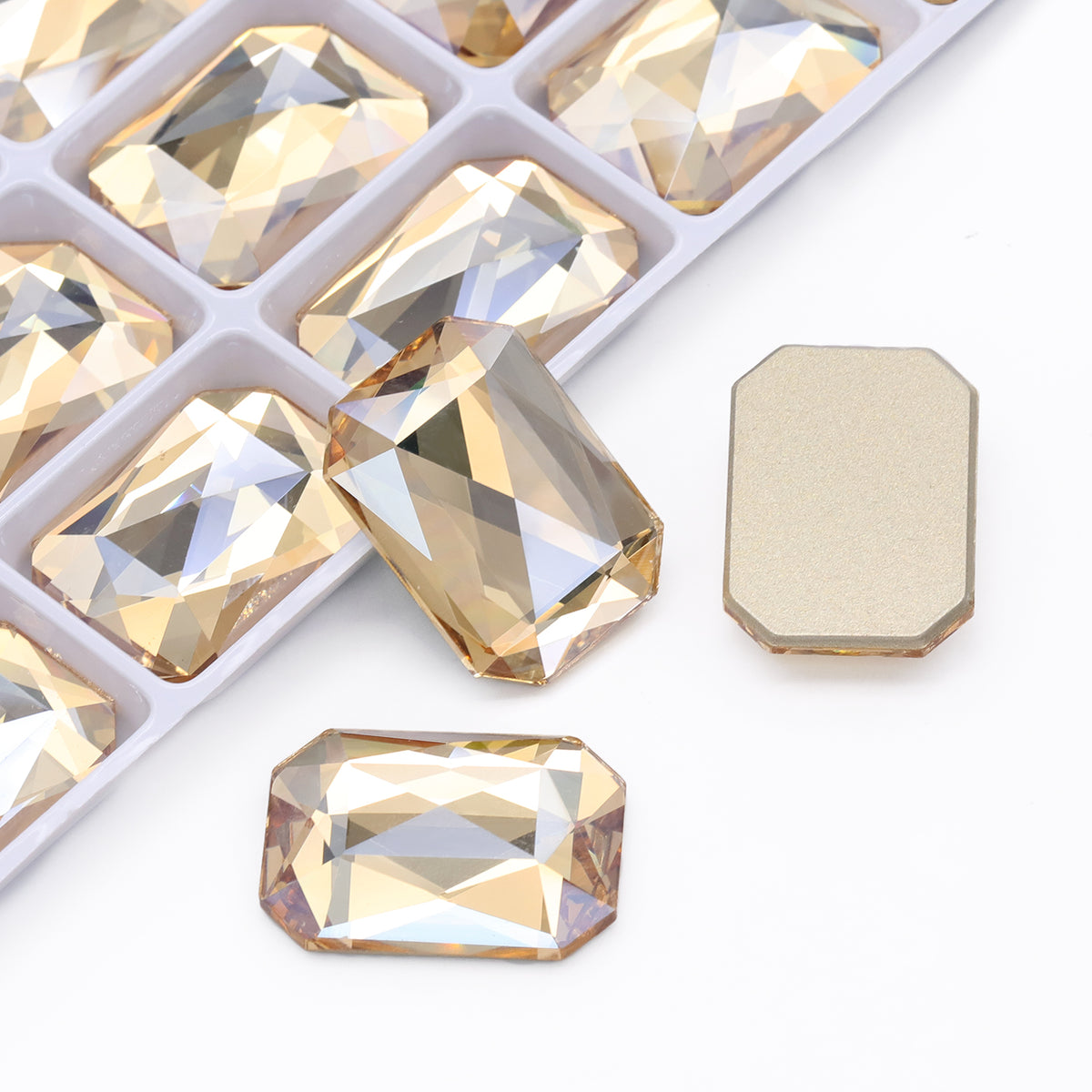 Golden Shadow Octagon Shape High Quality Glass Beveled Flat Back Rhinestones WholesaleRhinestone