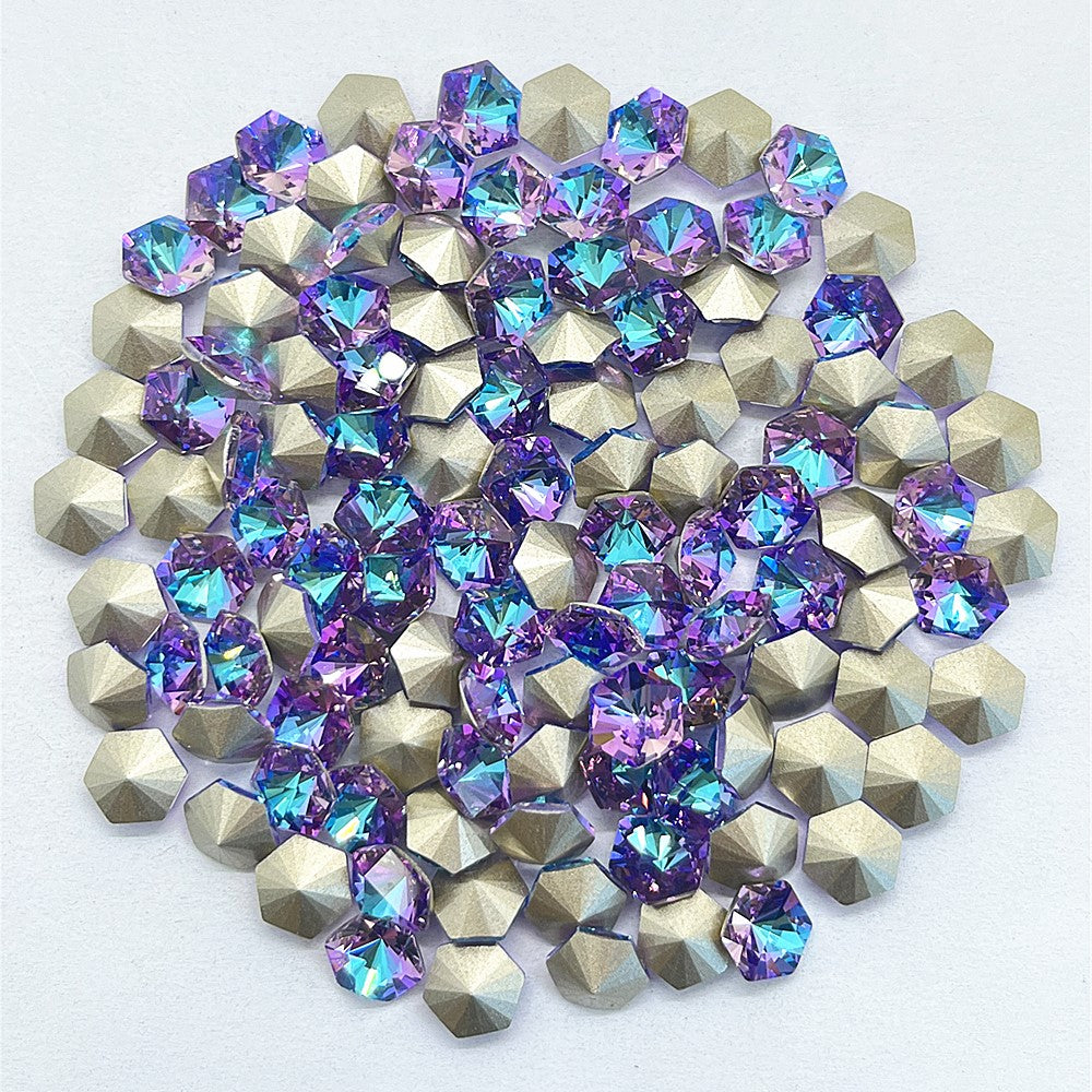 Vitrail Light Hexagon kaleidoscope Shape Glass Pointed Back Fancy Rhinestones