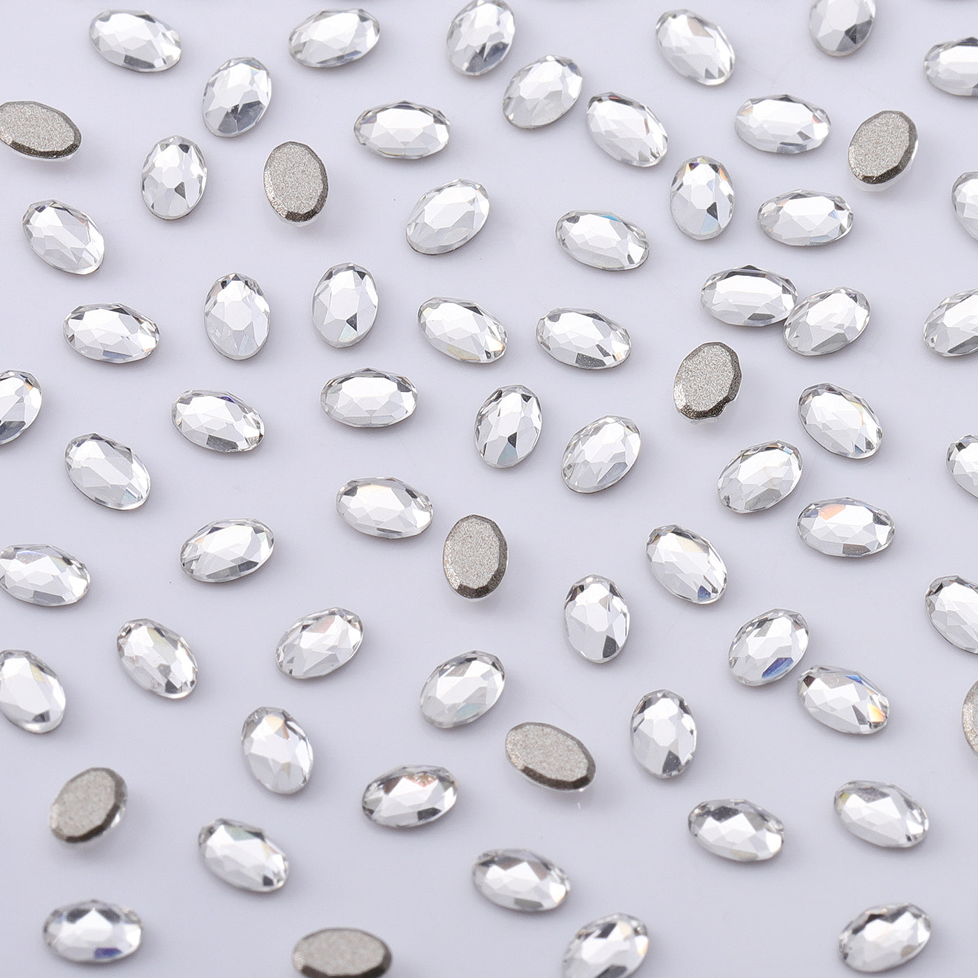 Oval Shape Multi Colors Small Size Glass Beveled Flat Back Fancy Rhinestones For Nail Art