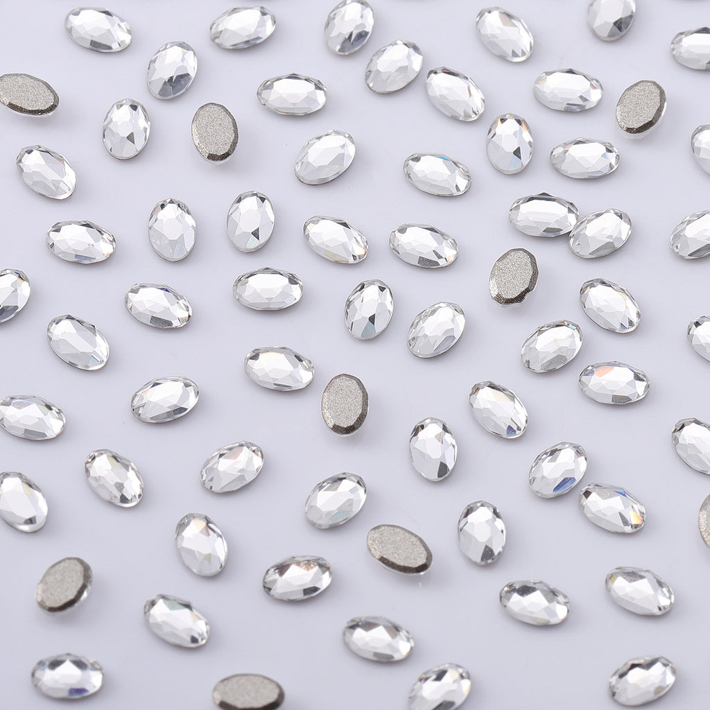 Oval Shape Multi Colors Small Size Glass Beveled Flat Back Fancy Rhinestones For Nail Art WholesaleRhinestone