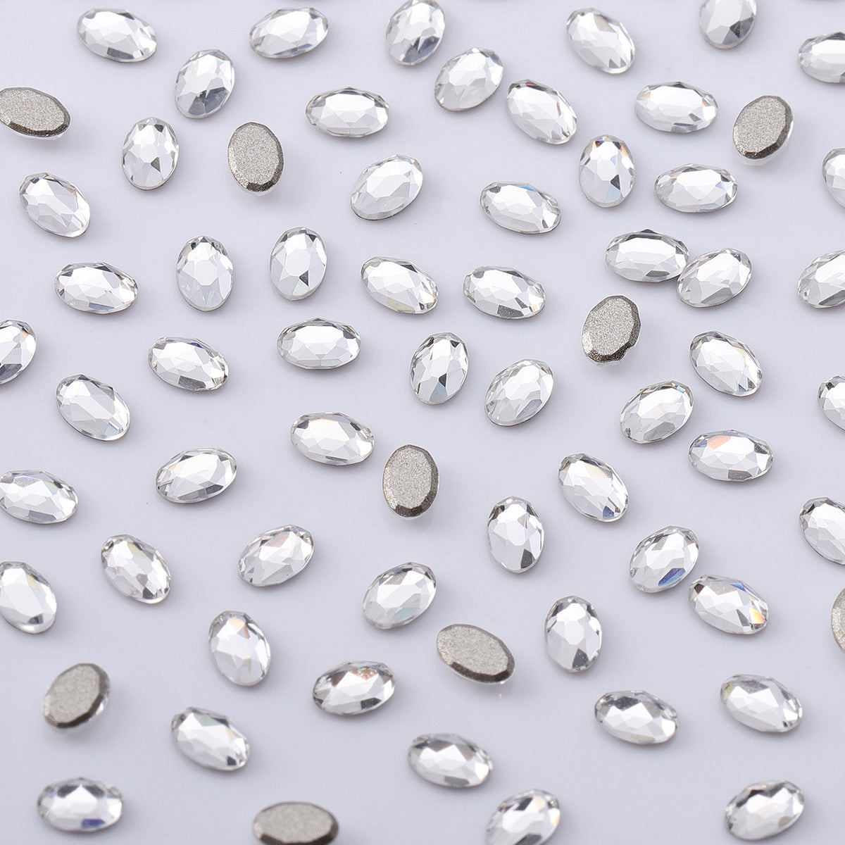 Oval Shape Multi Colors Small Size Glass Beveled Flat Back Fancy Rhinestones For Nail Art WholesaleRhinestone