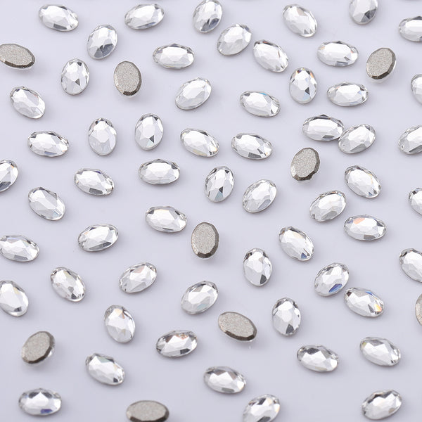 Oval Shape Multi Colors Small Size Glass Beveled Flat Back Fancy Rhinestones For Nail Art WholesaleRhinestone