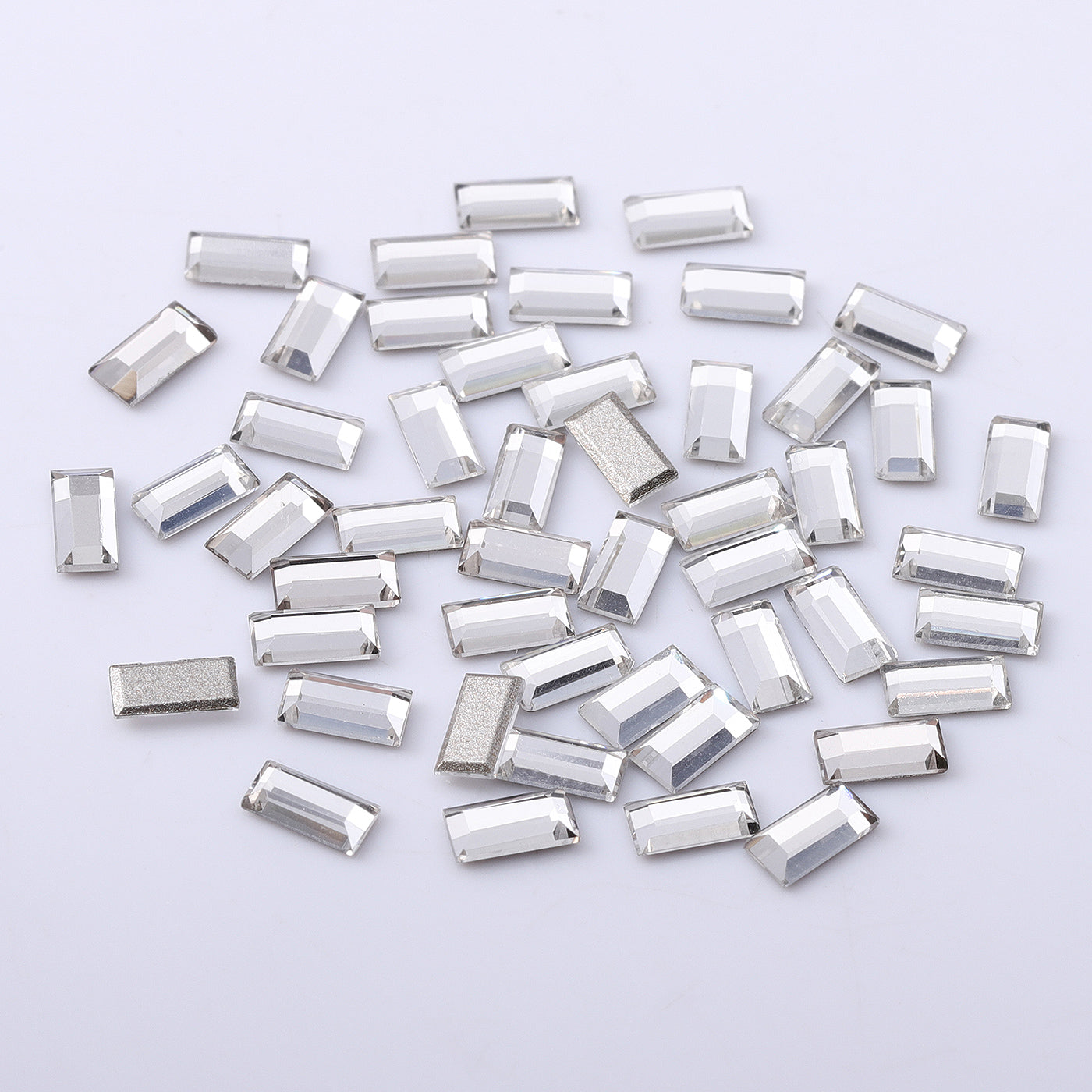 Rectangle Shape Multi Colors Small Size Glass Beveled Flat Back Fancy Rhinestones For Nail Art Secondary image