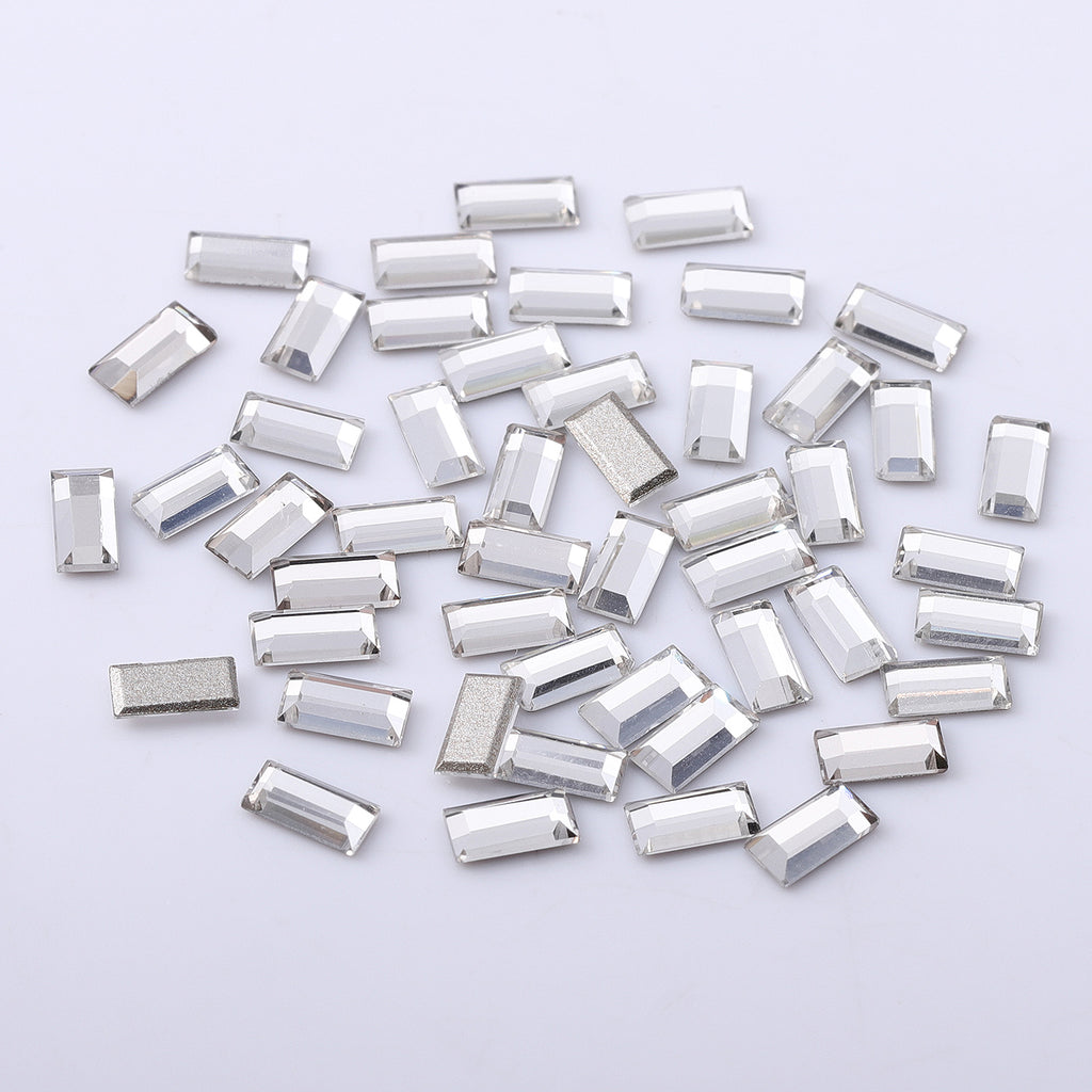 Rectangle Shape Multi Colors Small Size Glass Beveled Flat Back Fancy Rhinestones For Nail Art WholesaleRhinestone