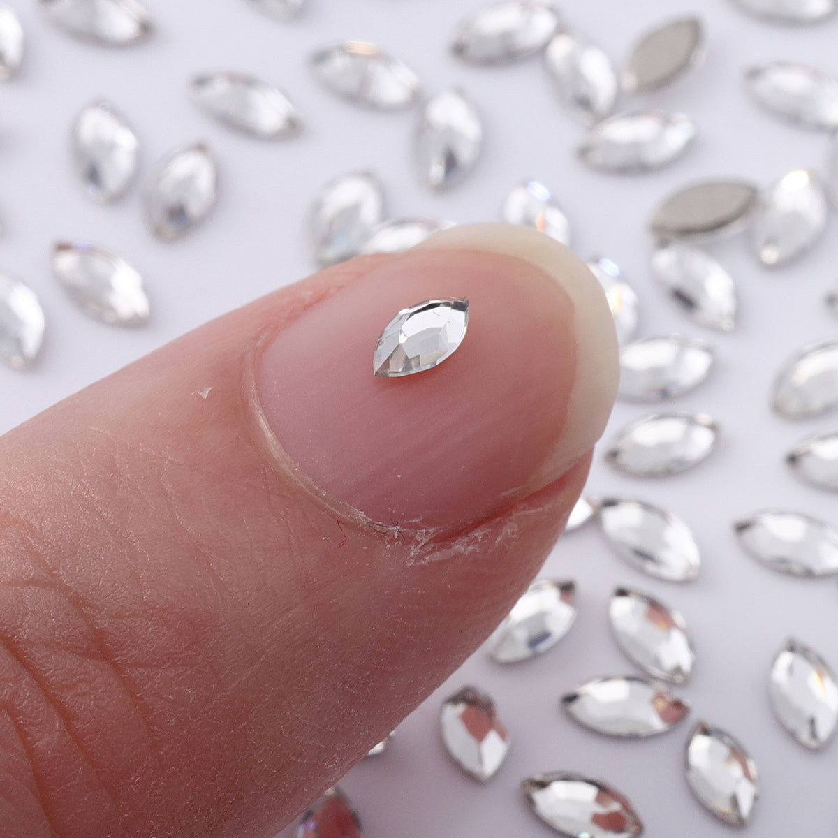 Navette Shape Multi Colors Small Size Glass Beveled Flat Back Fancy Rhinestones For Nail Art WholesaleRhinestone