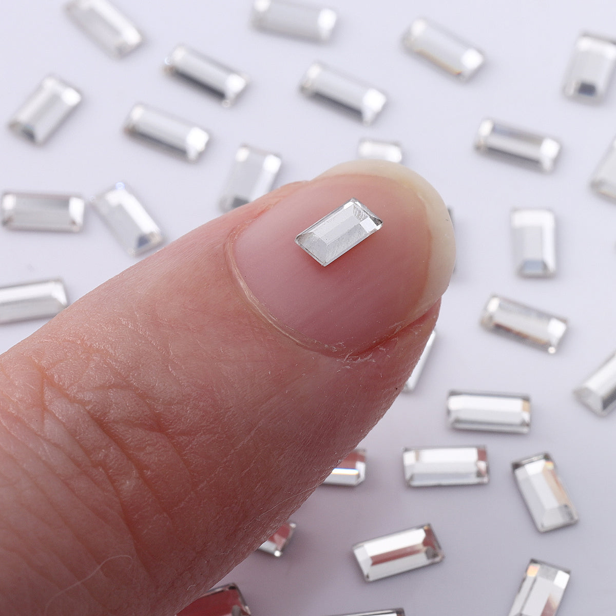 Rectangle Shape Multi Colors Small Size Glass Beveled Flat Back Fancy Rhinestones For Nail Art WholesaleRhinestone