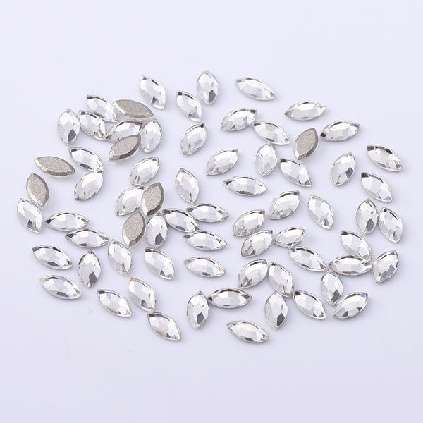 Navette Shape Multi Colors Small Size Glass Beveled Flat Back Fancy Rhinestones For Nail Art WholesaleRhinestone