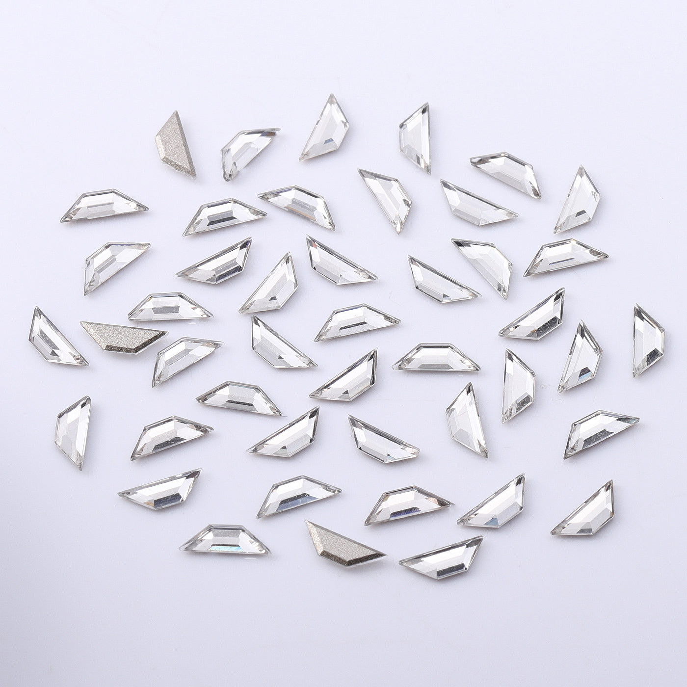 Trapeze Shape Multi Colors Small Size Glass Beveled Flat Back Fancy Rhinestones For Nail Art Secondary image