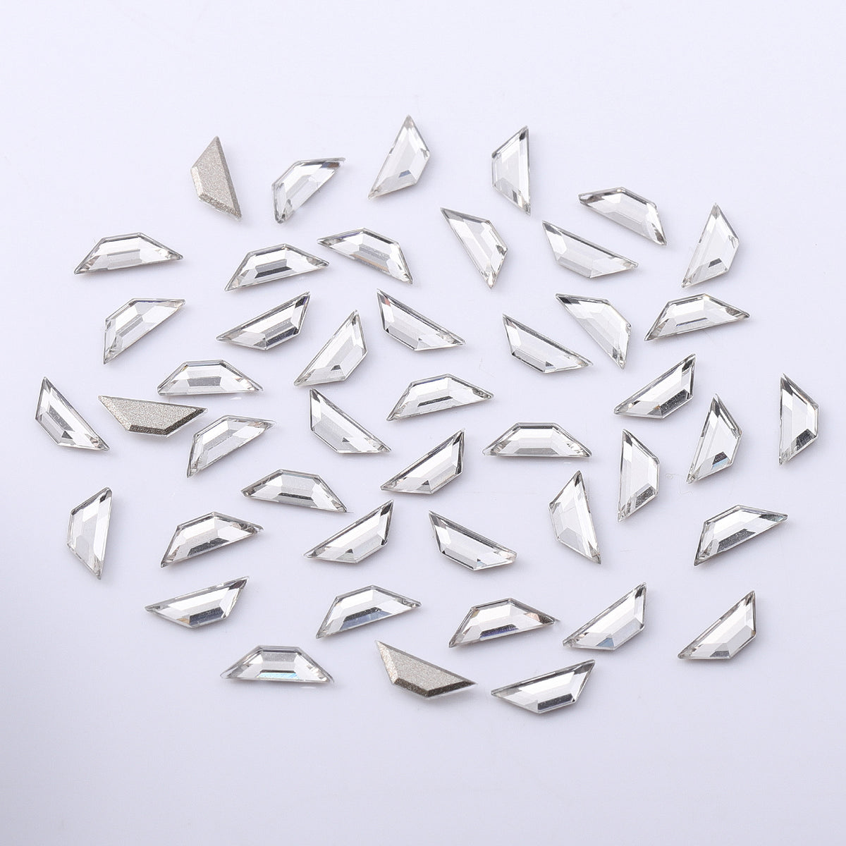 Trapeze Shape Multi Colors Small Size Glass Beveled Flat Back Fancy Rhinestones For Nail Art WholesaleRhinestone