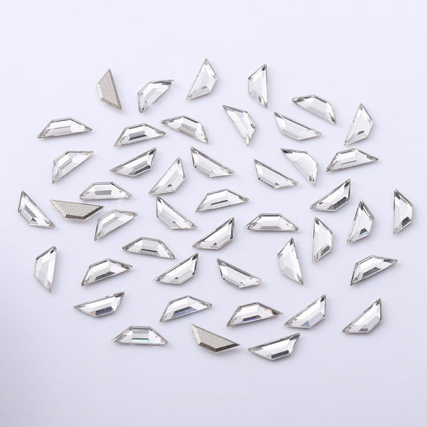 Trapeze Shape Multi Colors Small Size Glass Beveled Flat Back Fancy Rhinestones For Nail Art WholesaleRhinestone