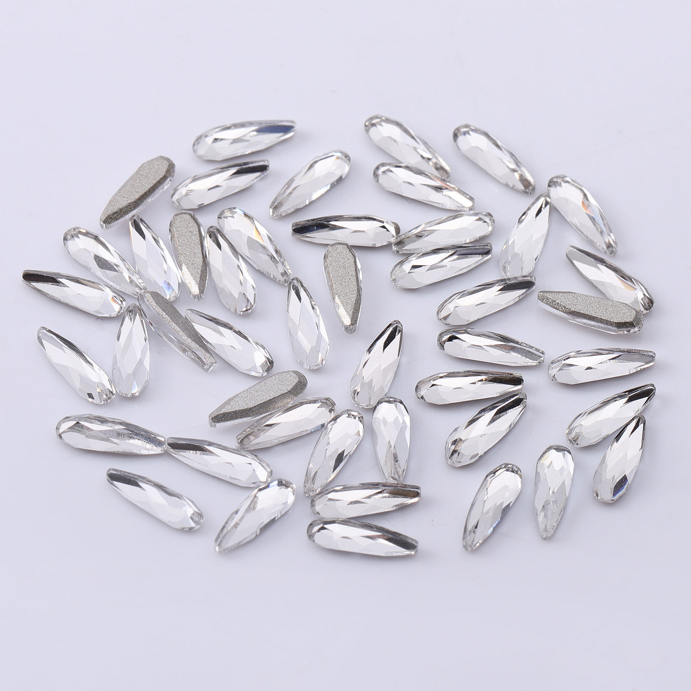 Raindrop Shape Multi Colors Small Size Glass Beveled Flat Back Fancy Rhinestones For Nail Art Secondary image
