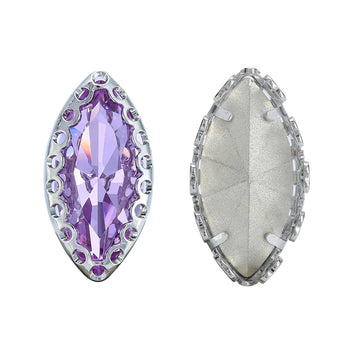 Violet Navette Shape High-Quality Glass Sew-on Nest Hollow Claw Rhinestones WholesaleRhinestone