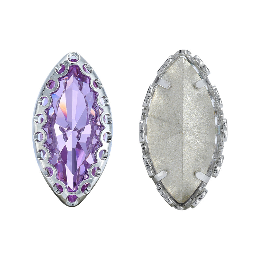 Violet Navette Shape High-Quality Glass Sew-on Nest Hollow Claw Rhinestones WholesaleRhinestone
