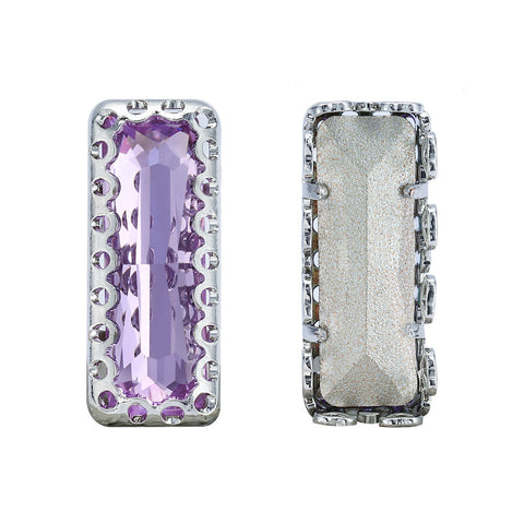 Violet Princess Baguette Shape High-Quality Glass Sew-on Nest Hollow Claw Rhinestones