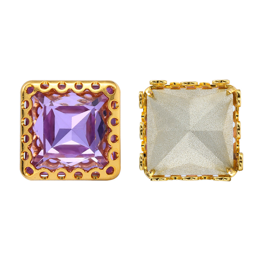 Violet Princess Square Shape High-Quality Glass Sew-on Nest Hollow Claw Rhinestones Secondary image