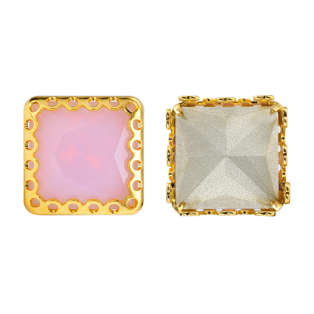 Rose Water Opal Princess Square Shape High-Quality Glass Sew-on Nest Hollow Claw Rhinestones WholesaleRhinestone