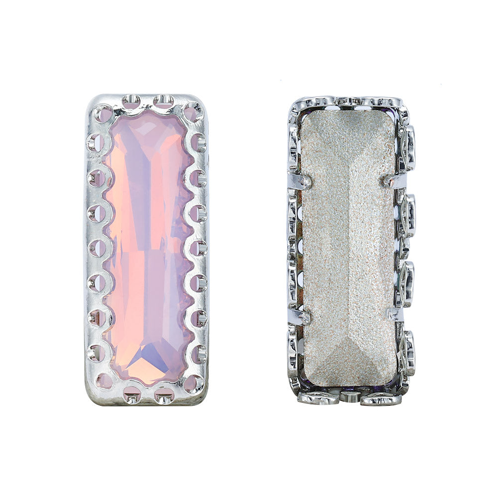 Rose Water Opal Princess Baguette Shape High-Quality Glass Sew-on Nest Hollow Claw Rhinestones