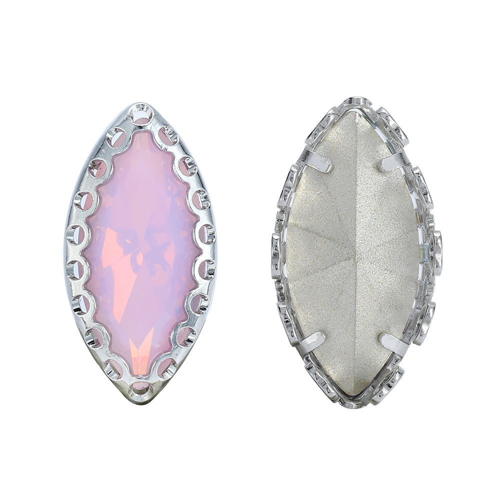 Rose Water Opal Navette Shape High-Quality Glass Sew-on Nest Hollow Claw Rhinestones